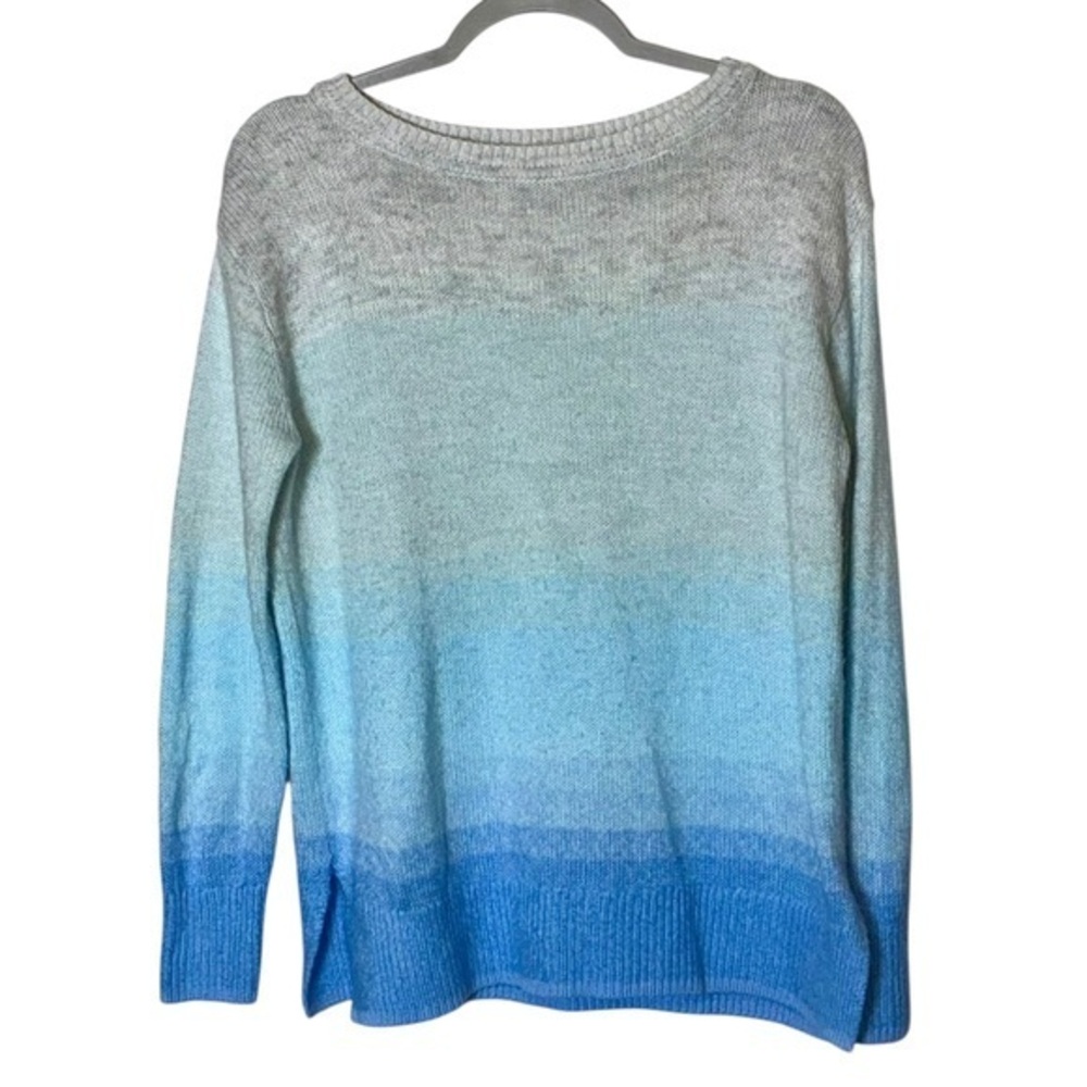 Banana Republic Factory Cozy Ombré Crewneck Sweater Gray-Blue Ombré Style 652911